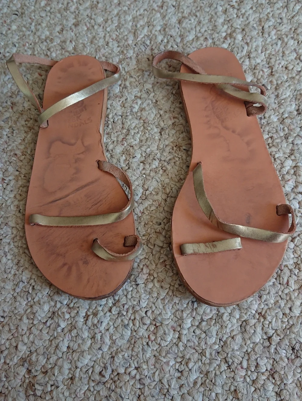 Ancient Greek Sandals Apli Eleftheria metallic-effect leather sandals size 6.5